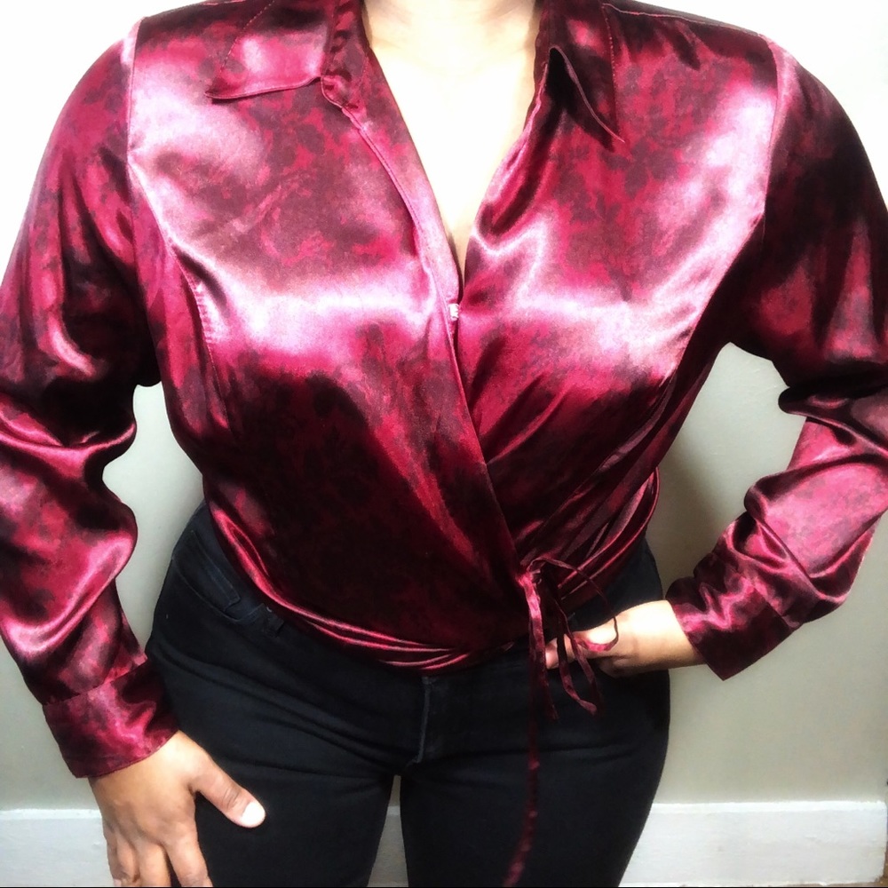 Satin Wrap Top Lane Bryant 14/16 Floral Print